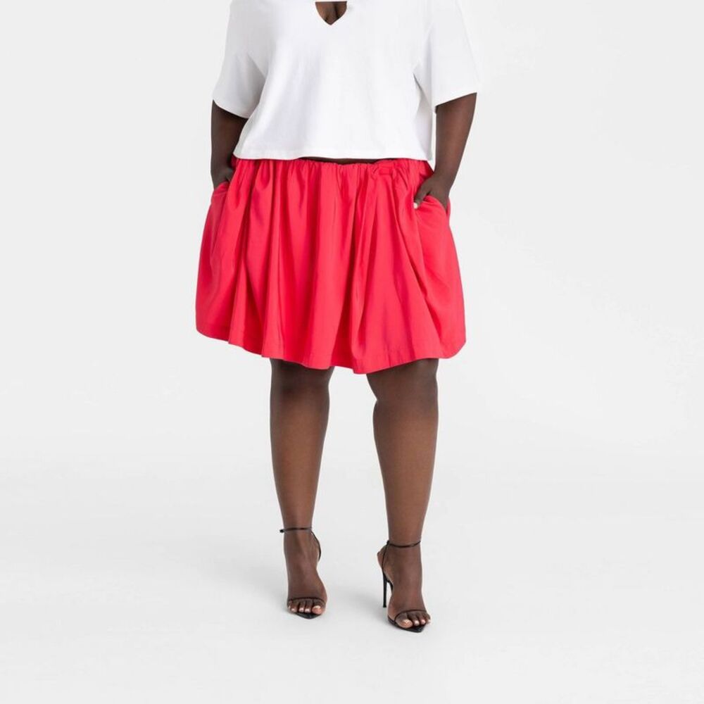 Plus-Size Bubble Skort in Coral Pink